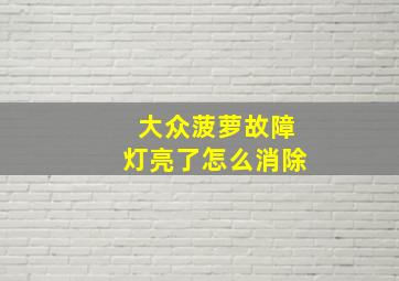 大众菠萝故障灯亮了怎么消除