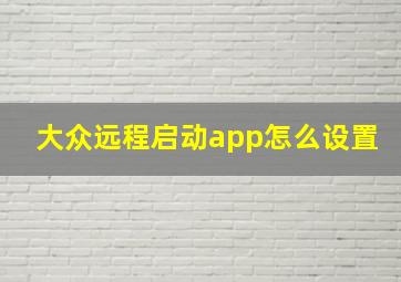 大众远程启动app怎么设置