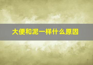 大便和泥一样什么原因