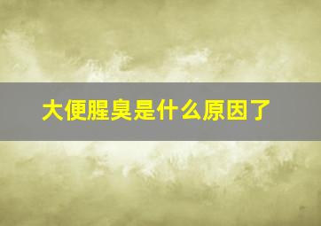 大便腥臭是什么原因了