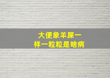 大便象羊屎一样一粒粒是啥病