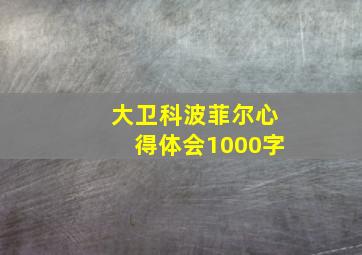 大卫科波菲尔心得体会1000字