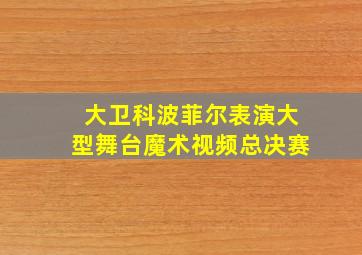 大卫科波菲尔表演大型舞台魔术视频总决赛