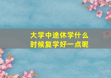 大学中途休学什么时候复学好一点呢