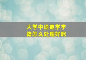 大学中途退学学籍怎么处理好呢