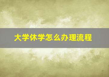 大学休学怎么办理流程