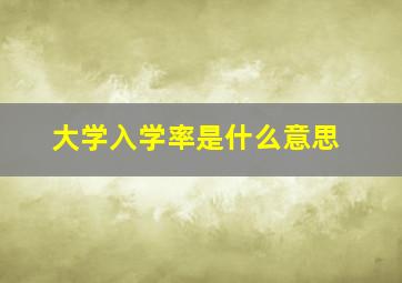 大学入学率是什么意思