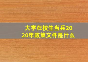 大学在校生当兵2020年政策文件是什么