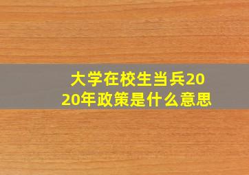 大学在校生当兵2020年政策是什么意思