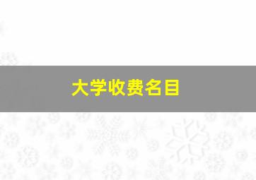 大学收费名目