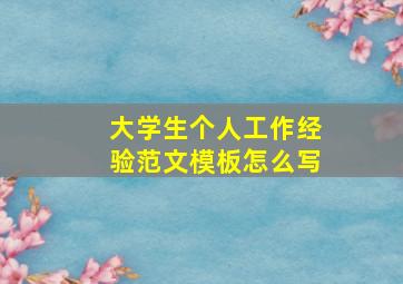 大学生个人工作经验范文模板怎么写