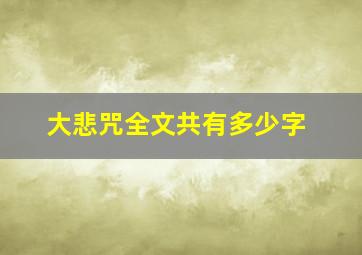 大悲咒全文共有多少字