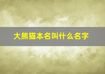 大熊猫本名叫什么名字