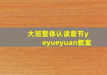 大班整体认读音节yeyueyuan教案