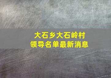 大石乡大石岭村领导名单最新消息