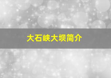 大石峡大坝简介