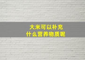 大米可以补充什么营养物质呢