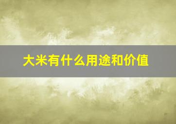 大米有什么用途和价值