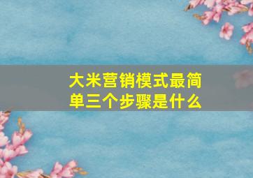 大米营销模式最简单三个步骤是什么