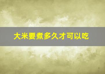 大米要煮多久才可以吃