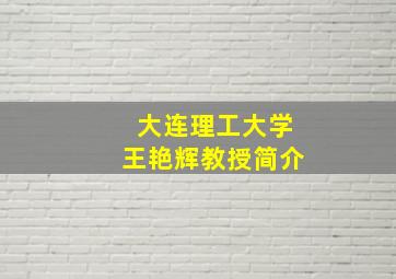 大连理工大学王艳辉教授简介