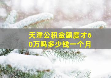 天津公积金额度才60万吗多少钱一个月