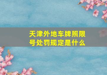 天津外地车牌照限号处罚规定是什么