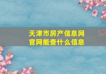 天津市房产信息网官网能查什么信息