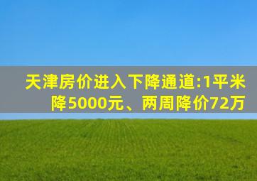 天津房价进入下降通道:1平米降5000元、两周降价72万