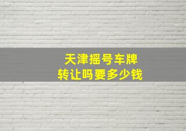 天津摇号车牌转让吗要多少钱