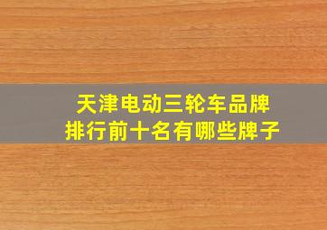 天津电动三轮车品牌排行前十名有哪些牌子