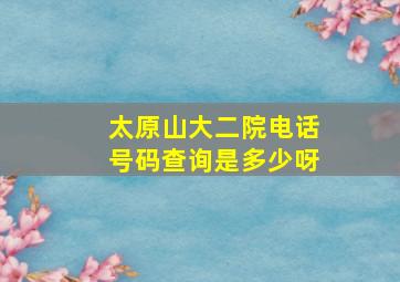 太原山大二院电话号码查询是多少呀