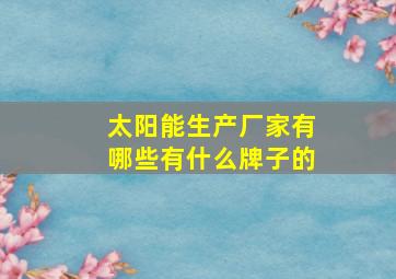 太阳能生产厂家有哪些有什么牌子的