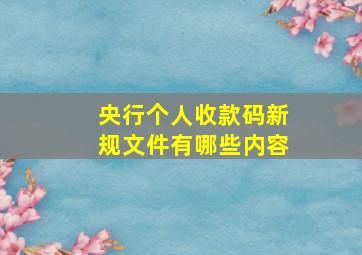 央行个人收款码新规文件有哪些内容