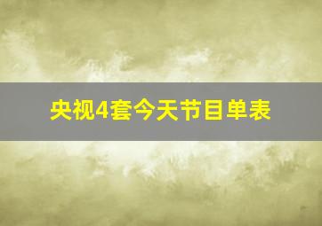 央视4套今天节目单表