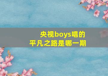 央视boys唱的平凡之路是哪一期