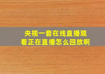 央视一套在线直播观看正在直播怎么回放啊