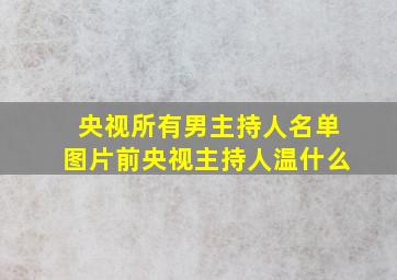 央视所有男主持人名单图片前央视主持人温什么