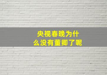 央视春晚为什么没有董卿了呢