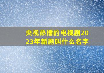 央视热播的电视剧2023年新剧叫什么名字