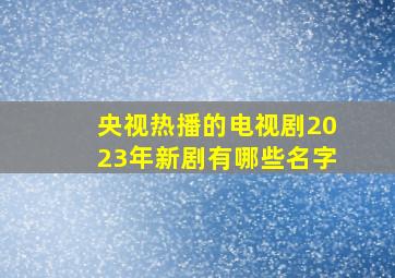 央视热播的电视剧2023年新剧有哪些名字