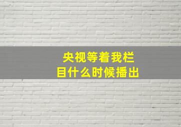 央视等着我栏目什么时候播出