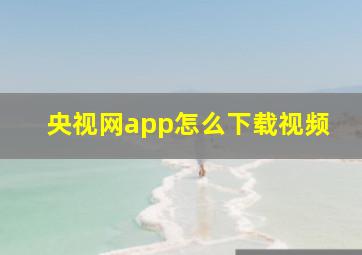 央视网app怎么下载视频