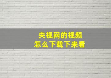 央视网的视频怎么下载下来看