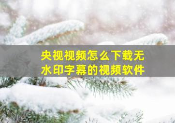 央视视频怎么下载无水印字幕的视频软件