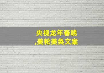 央视龙年春晚,美轮美奂文案