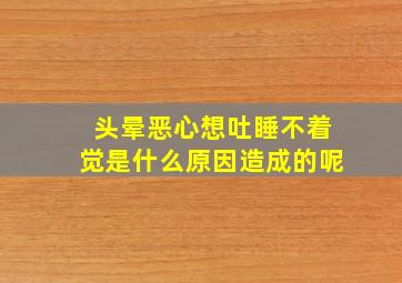 头晕恶心想吐睡不着觉是什么原因造成的呢