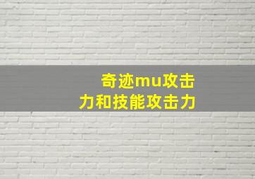 奇迹mu攻击力和技能攻击力