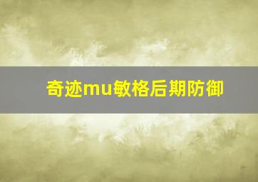 奇迹mu敏格后期防御