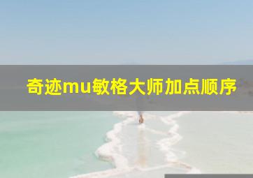 奇迹mu敏格大师加点顺序